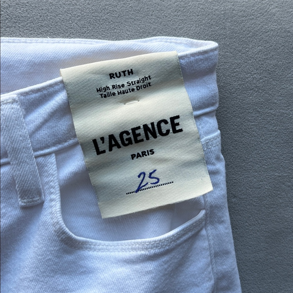 New L'AGENCE Ruth High-Waisted Straight Jeans in Blanc Size 25 - Picture 4 of 6